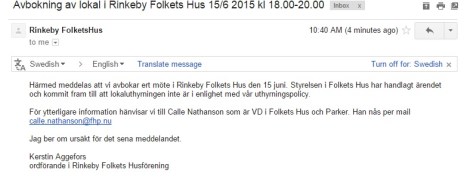 Rinkeby Folkets Hus avbokar