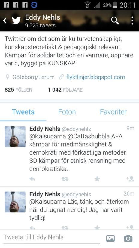 Eddy Nehls twitter om AFA 2015-10-28